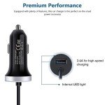 Fast USB C Car Charger with 3ft Cable