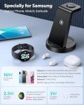 Wireless Charger for Samsung: 3 in 1 Wireless Charging Station for Samsung Galaxy Watch 7 6 5 4 3 Pro Classic Galaxy Buds - Charger Dock Stand for S24 Ultra S23 S22 S21 S20 Note 20 10 Z Fold Android