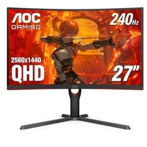 AOC 27" Curved QHD Gaming Monitor, 240Hz