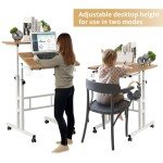 SIDUCAL Portable Height Adjustable Standing Desk with Wheels