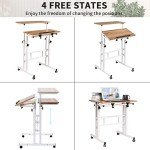 SIDUCAL Portable Height Adjustable Standing Desk with Wheels