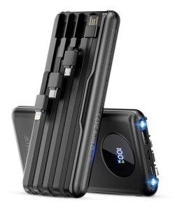 JOYFAR 10000mAh Portable Charger with Built-in Cable