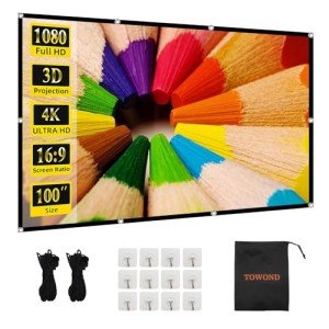 TOWOND 100-Inch HD Projector Screen for Home & Outdoors