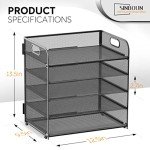 5-Tier Metal Letter Tray Desk Organizer - Black