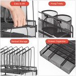 4-Tier Mesh Desk Organizer with Drawer and Holders