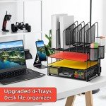 4-Tier Mesh Desk Organizer with Drawer and Holders