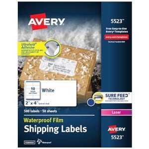 Avery 2" x 4" UltraHold Waterproof Labels, 500 Count