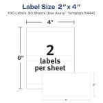 Avery Removable Printable Labels, 2" x 4", White