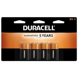 Duracell Power Plus 9V Alkaline Batteries - 4 Pack
