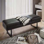 Furmax Faux Leather Waiting Room Bench Seat, Black