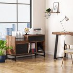Tribesigns 39" Rustic Brown File Cabinet with Shelves