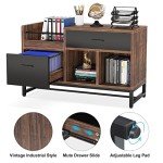 Tribesigns 39" Rustic Brown File Cabinet with Shelves