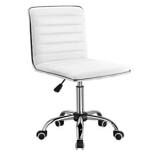 Furmax White Mid Back Vanity Makeup Chair