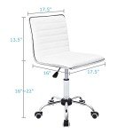 Furmax White Mid Back Vanity Makeup Chair