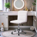 Furmax White Mid Back Vanity Makeup Chair