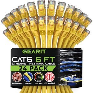 GearIT Cat 6 Ethernet Cable - 6 ft, 24-Pack