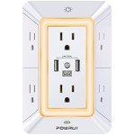 POWRUI 6-Outlet Surge Protector with USB Ports