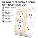 POWRUI 6-Outlet Surge Protector with USB Ports