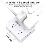 Surge Protector Power Strip with 8 Outlets & USBs