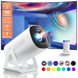 Portable 4K Mini Projector with Adjustable Stand