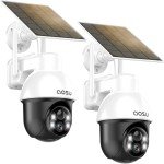 AOSU 2-Pack Solar Security Cameras with 360° View
