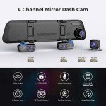Pruveeo 12" 4-Channel Mirror Dash Cam