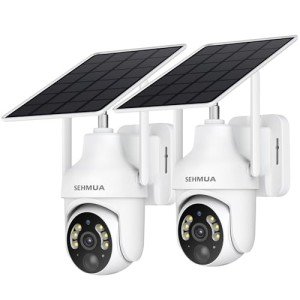 2-Pack 2K Wireless Solar Security Cameras 360° View