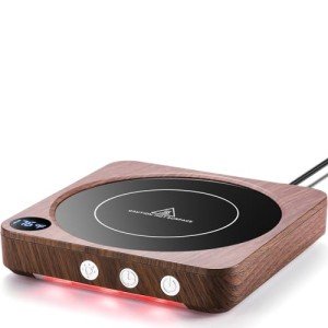 Wooden Mug Warmer with Temperature Display and Auto Shut Off