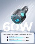 60W USB C Car Charger with Fast Charging Ports
