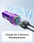 TOLLEFE Dual USB Car Phone Charger with LED