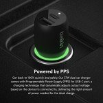 Belkin 37W Dual Port Fast Car Charger with Cable