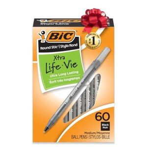 BIC Round Stic Xtra Life Black Pens - 60 Count