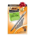 BIC Round Stic Xtra Life Black Pens - 60 Count