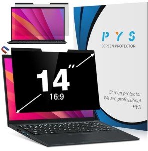 PYS Magnetic 14 Inch Laptop Privacy Screen(16:9 Aspect) - Computer Screen Privacy Shield, Anti-Glare Blue Light Filter, Detachable Privacy Screen Protector for Lenovo Thinkpad, HP Elitebook, Dell