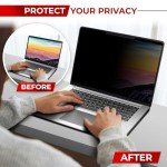 SightPro Magnetic Laptop Privacy Screen 14 Inch 16:9 - Removable Computer Privacy Filter Shield and Anti-Glare Protector