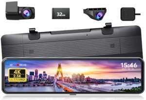 JOMISE 4K Mirror Dash Cam with Dual Cameras