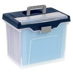 Large Mobile File Box - Letter Size, Clear/Blue