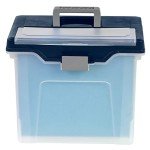 Large Mobile File Box - Letter Size, Clear/Blue