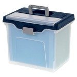Large Mobile File Box - Letter Size, Clear/Blue