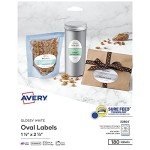 Avery Glossy White Oval Printable Labels, 180 Pack