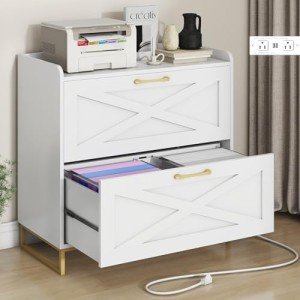 2-Drawer Lateral File Cabinet with Charging Station