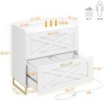2-Drawer Lateral File Cabinet with Charging Station