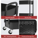 3-Tier Rolling Utility Cart with Handle - Black