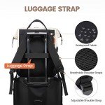 LOVEVOOK Laptop Backpack for Women, 15.6 Inch Work Business Backpacks Purse with USB Port, Large Capacity Nurse Bag College Bookbag for School, Waterproof Casual Daypack for Travel,Black-White-Brown
