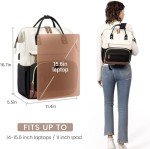 LOVEVOOK Laptop Backpack for Women, 15.6 Inch Work Business Backpacks Purse with USB Port, Large Capacity Nurse Bag College Bookbag for School, Waterproof Casual Daypack for Travel,Black-White-Brown
