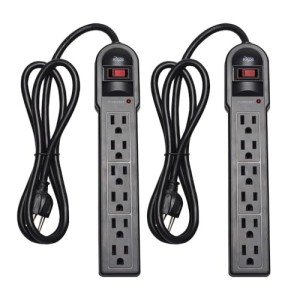 KMC 6-Outlet Surge Protector Power Strip, 2-Pack