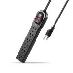 KMC 6-Outlet Surge Protector Power Strip, 2-Pack