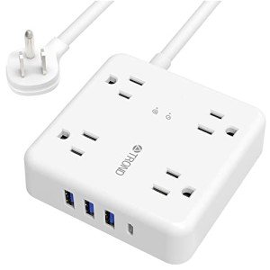 TROND Flat Plug Power Strip with USB Ports