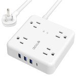 TROND Flat Plug Power Strip with USB Ports