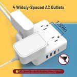 TROND Flat Plug Power Strip with USB Ports